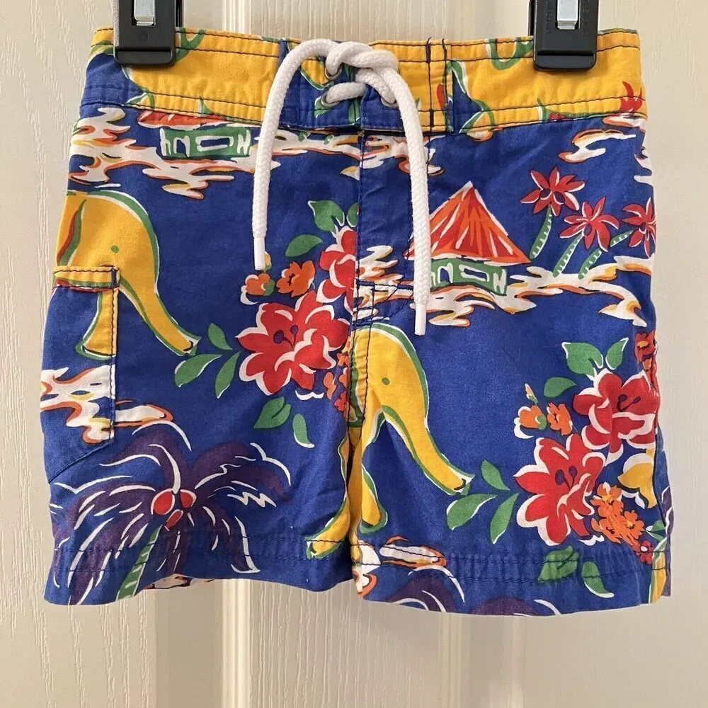 Polo by Ralph Lauren Swim Trunks Shorts Elephant Tropical Boys Size 9 Months
